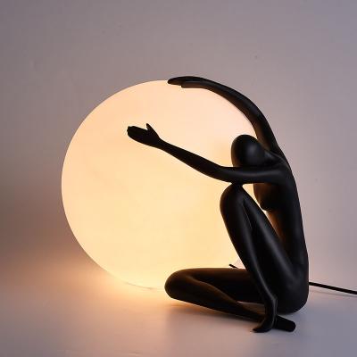 China Resin Modern Mini Home Decorative Reading Lights Hang Modern Glass Ball Besides Desk LED Table Lamp for sale