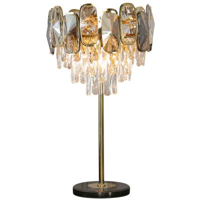 China Modern hotel decorative crystal marble lights besides luxury room office reading table lamp for retailer for sale