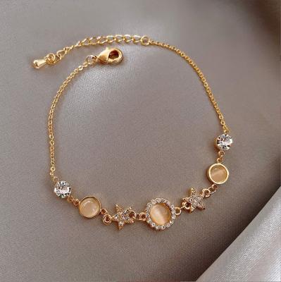 China Vintage 2022 For Women Real Gold Plated Luxury Jewelry Opal Crystal Star Fashion Bracelet for sale