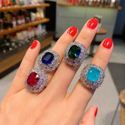 China Wholesale CLASSIC Women's Ring Colorful Diamond Engagement Rings Adjustable Iced Out Ring for sale