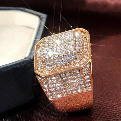 China CLASSIC Jewelry Wholesale Ring Pure Gold Material Wedding Ring Men 2022 18k Gold Plated Luxury Diamond Ring for sale