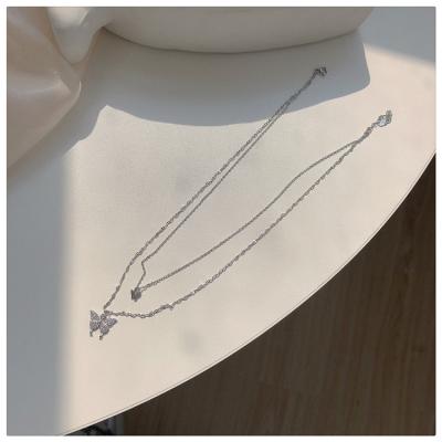 China Wholesale Vintage Ladies Double Layer Necklace | new spring and summer jewelry necklace butterfly necklace for sale