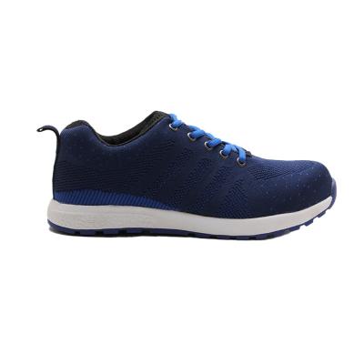 China Steel Toe Low MOQ Blue Oil Resistant Anti-Static Sports Men Work Fly Knit Safety Shoes for sale