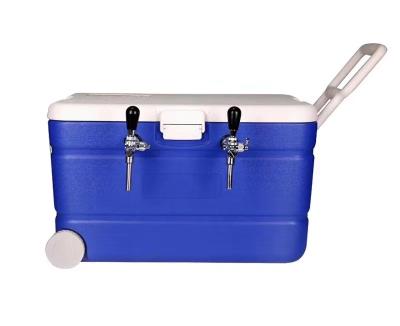 China Bar/Resaurant/Draft Stall/Home-Use 40L Keg Reels Jockey Box Double Faucet Twin Stainless Draft Beer Keg Cooler for sale