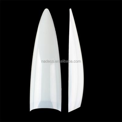 China XXL Design Extra Long Stiletto Arched Half Moon C-Curved Nails Art Tips Acrylic Material Clear Fashion Shape Nail Extension for sale