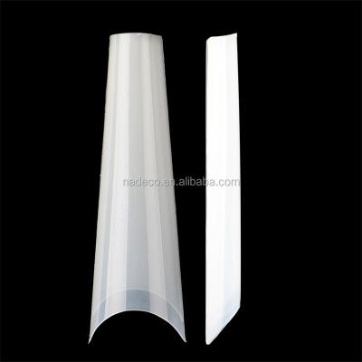 China XXL Design Extra Long Coffin Arched Half Moon C-Curved Nail Art Tips Acrylic Material Clear Fashion Shape Nail Extension for sale