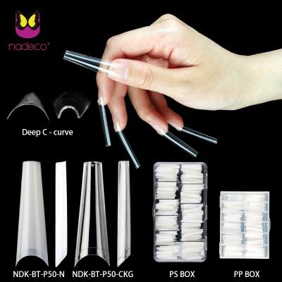 China Extra Long Nail Arched Half Moon Coffin Design XXXL Acrylic Material C-Curved Professional Nails Art Extrension Tips for sale