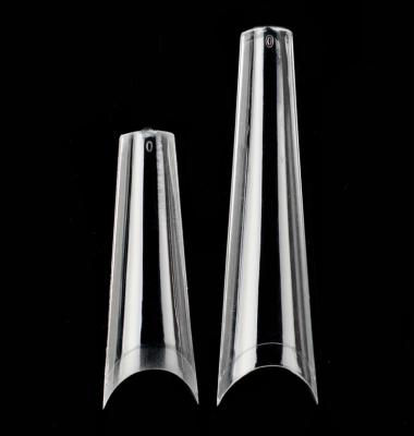 China Nadeco Nail Eco-friendly Material Soft Gel XXL Tapered Coffin Shape Half Cover C-Curve Straight Side Square Nail Tips for sale