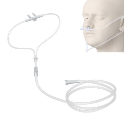 China Oxygen Delivery 2.5 Meters Long Disposable Transparent PVC Nasal Cannula With Silicone Prongs For Oxygen Breathing for sale