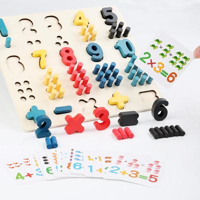 China Wood Letters Educational Kids Toy Wooden Number Puzzle For Digit Alphabet Removable Children Mat With Fsc Toddler Games for sale