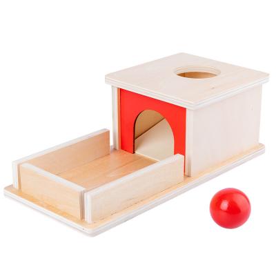 China Play Teaching Montessori Encounter Blocks Permanence Object Box Permanence Wooden Target Box with Tray Ball Montessori Toddler Educational Toy for sale