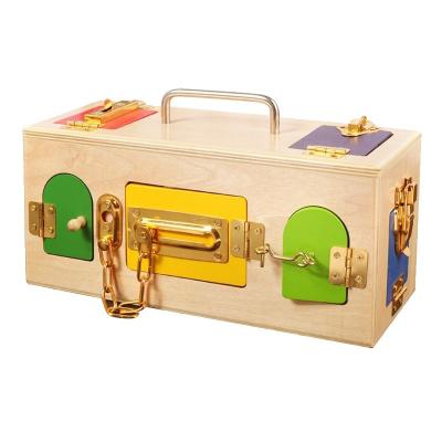 China Eductional toys EN 71 China import montessori education wooden standing lock box children toy small lock box for sale