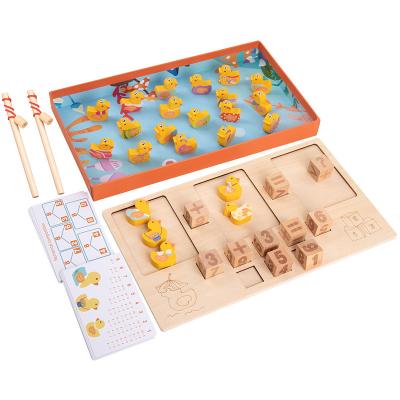 China Magnetic Fishing Sensory Toys Wooden Duck Counting Board Mathematics Wooden Educational Smart Games Wholesale for sale