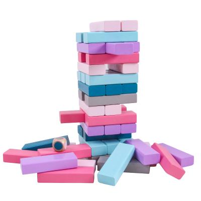 China Large Size Macaron Wooden 48PCS Domino Building Block Table Game Domino Children's Building Block Intelligence Note Beech Toys Gift for sale