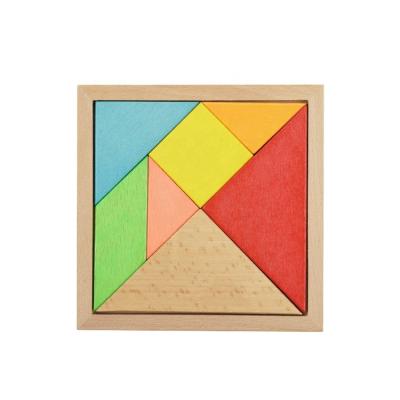 China DIY PLAY 2022 Toy Animal Pattern Blocks Kids Tangram Wholesale Custom Green Wooden Educational Set for sale