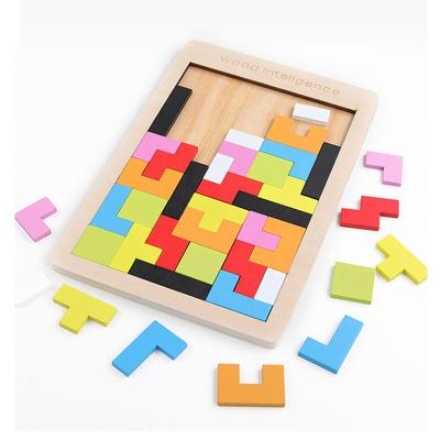 China Colorful Russian 3D Blocks Brain Teasers Toy Intelligence Wooden Jigsaw Intelligence Puzzle Game for sale