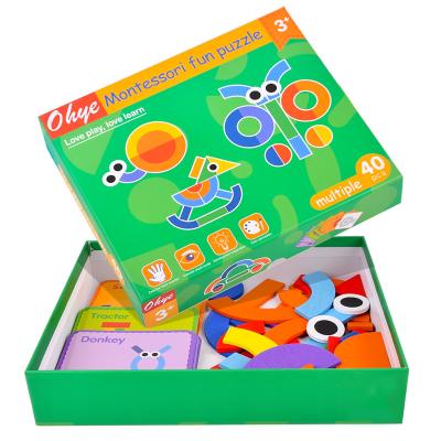 China New 2021 Wooden Jigsaw 3D Jigsaw Puzzle for Children Early Education Toys with Geometric Shapes for sale