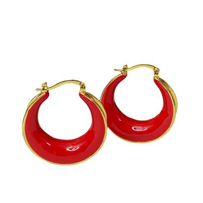 China Wholesale Custom Fashion Jewelry Lady TRENDY Enamel Chandelier Red /blue /white 30MM Circle Hoop Earrings for sale