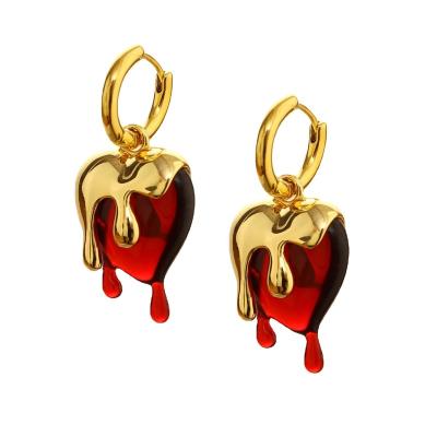 China 2022 New Vintage Summer/Autumn Collection Fashion Blood Statement Heart Shaped Earrings for sale