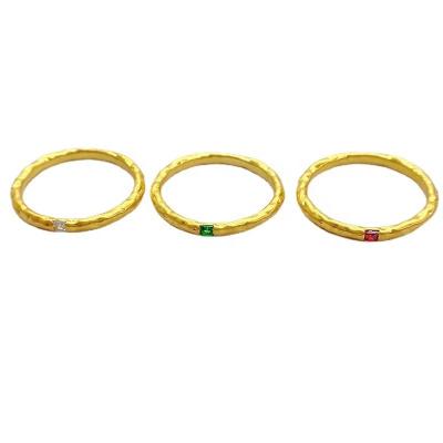 China FASHIONABLE French Brass Thick Gold Vintage Minimalist Jewelry Ladies Beaten Bump Grain Tiny Thin Rings for sale