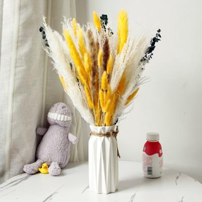 China Decorative Wedding Home Flowers Dried Flower Arrangements Customized Dried Small Large Eucalyptus Bunny Tail Grass Pampas Grass Bouquets for sale