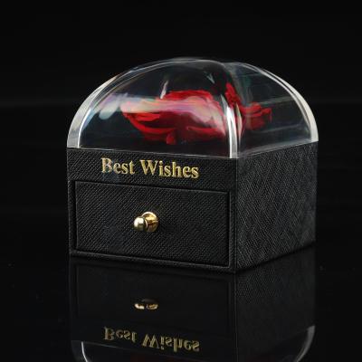 China Handmade Gift Forever Preserved Simple Rose Ring Box For Her Wholesale Flower Red for sale