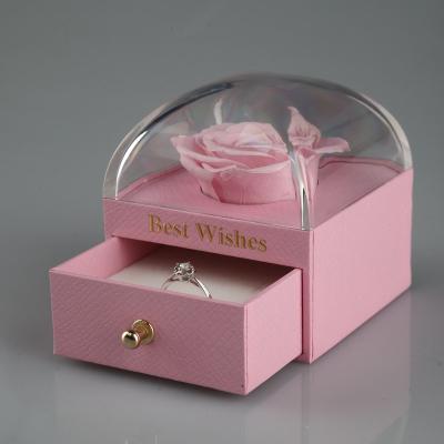 China Simple Cosmetic Valentine's Day Gift Factory New Year Acrylic Flower Jewelry Flower Preserved Box for sale