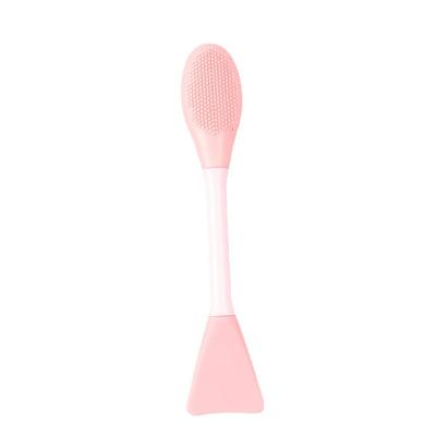 China Long Handle Beauty 2in1 Double Sided Facial Cleansing Silicone Set Beauty Tool Mask Facial Care Brush and Stick for sale