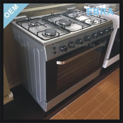 China Easy Assembled Easy Clean 5 Burner Rotisserie Chicken Gas Stove with Grill and Oven for sale