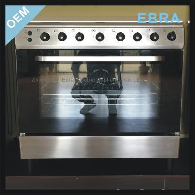 China Easy Assembled Free Standing 36inch 5 Burners Rotisserie Chicken Easy Clean Italian Iron Gas Oven for sale