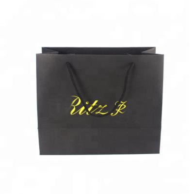 China Logo Printing Paper Promotional Bag Customized Recyclable For Shopping Gold Stamping Paper Bag With Your Logo for sale