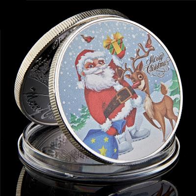 Cina 2020 Metal Iron Silver Plated XMAS Coin Merry Christmas Gift Santa Claus Coins in vendita