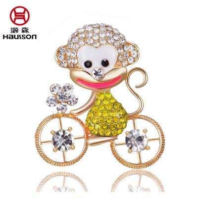 China wholesales cheap rhinestone crystal animal monkey metal brooch for Women for sale