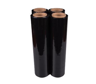 China Lldpe China Factory Self Adhesive Black Full Top Transparent PE Think Plastic Stretch Wrap Film Roll Transport Package Wrapping Film for sale