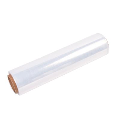 China Lldpe Wrap Seal Cover Pallet Strap Self Adhesive Stretch Film Roll High Strength 100% Hand Use Transparent Clear Wrapping Film for sale