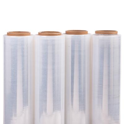 China Self Adhesive High Strength PE Stretch Wholesale Price Industrial Grade Manual Use Lldpe Cast Wrapping Film Roll Wrapping Stretch Film for sale