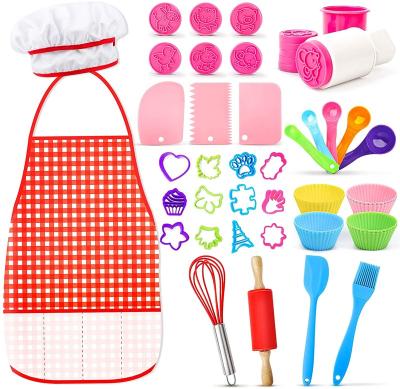 China DIY Cooking Amazon Hot Sales Kitchen Toys With Chef Hat And Apron For Kids Baking Sets for sale