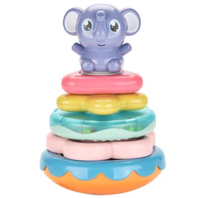 China Multi-Functional Educational Baby Enlightenment Toys Baby Elephant Olive Rattle Musical Toys Educational Tumbler Set For Children for sale