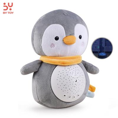 China Bedtime Toy Baby Toddler Stars Projector Squishmallow Soothing Plush & Soft Stuffed Animals Penguin Night Light Toys for sale