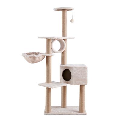 China Durable High Quality Luxury Cat Climbing Frame With Three Extends Platform Jumping Grabbing Board and Hammock for sale