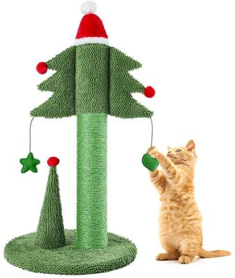 China Viable Christmas Cat Trees For Cats Adult Large Scratcher Cute Sisal Kitten Kitten Scratch With Lighter Ball for sale