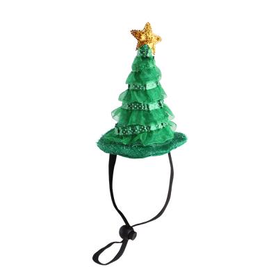 China 2021 Sustainable New Design Lovely Christmas Tree Looking Pet Hat Puppy Kitten Funny Headdress for sale