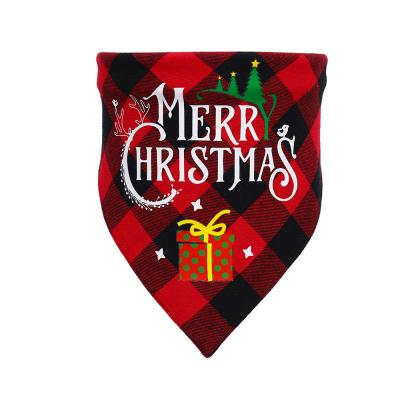 China Classic Santa Snowman Print Pet Bandana Viable Christmas Dog Plaid Triangle Scarf Bibs Neckerchief Christmas Pet Bandana for sale