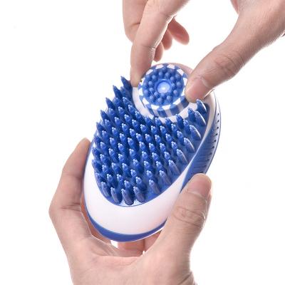 China Viable 2 in 1 Pet Bath Groom Brush Massage Brush Cats Pet Massager Brush Shampoo Dispenser for sale