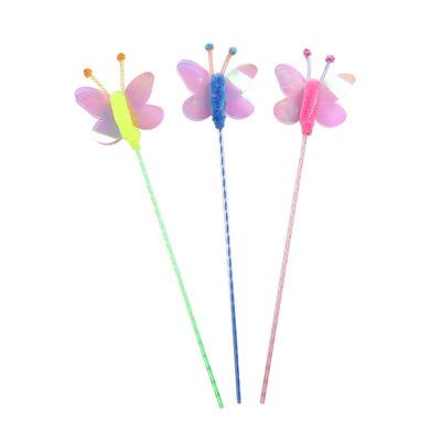 China Newest Viable Hot Selling Colorful Interactive Pet Cat Toys Cat Stick Toy With Butterfly Shape for sale