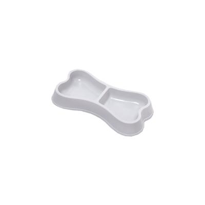 China Sustainable Bone Shaped Pet Feeding Bowl Double Pet Feeding Bowl For Dog Cat Eating And Drinking for sale