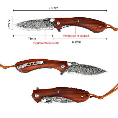 China Outdoor Tactical Camping Knife VG10 Damaskus Blade Self Defense EDC Pocket Knives Utility Survival Hunting Folding Knife for sale