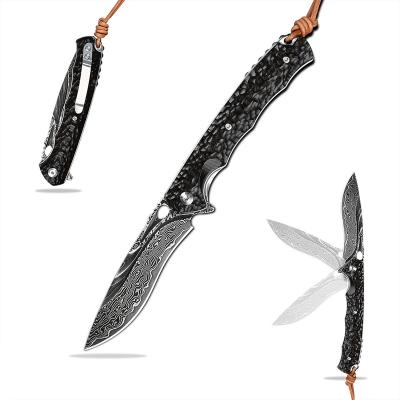 China Amazon Best Selling High Quality Damascus Camping Knife Pocket Knife For Men Self Defense EDC Tool Survival Hunting Tactical Folding Knife for sale