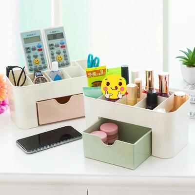 China Simple Plastic Jewelry Box Makeup Desktop Box With Small Drawer Multifunctional Jewelry Storage Desktop Box for sale