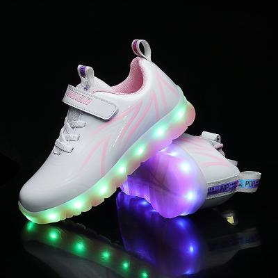 China Other New Children's Shoes Waterproof Patent Leather Kid's Led Lights Shoes Boys And Girls for sale